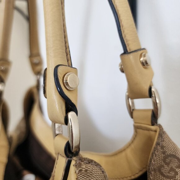 Gucci GG Canvas Abbey Line Purse Brown Beige Monogram Shoulder Bag Purse - Picture 8 of 16